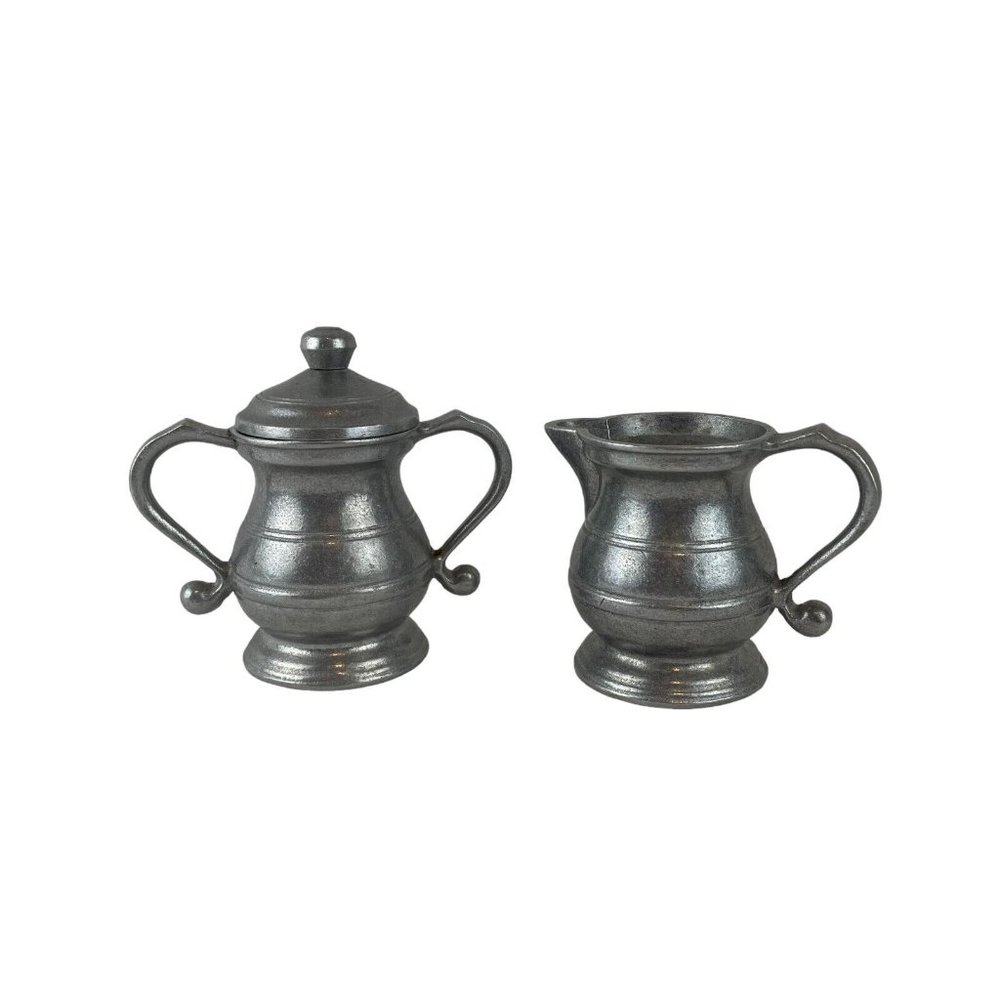 Wilton Armetale RWP Pewter‎ Cream Pitcher & Sugar Bowl w/Lid Serving Set USA VTG